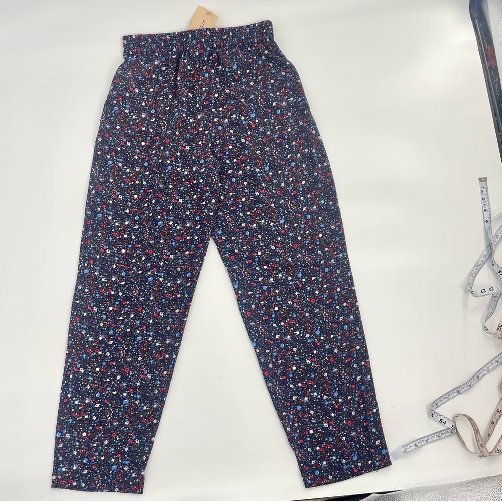 NWT Anthropologie x Stella Nova Olive Pants in Navy Ditzy Blue Floral Print XS - Picture 11 of 14
